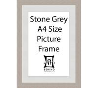 Behind The Glass - Handmade Stone Grey Wooden Picture Frame With Mount - A4 Size