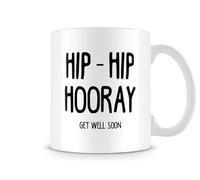 Behind The Glass - Hip Hip Hooray - Get Well Soon Mug, Funny Recovery Cup, Surgery Joke Mug, Novelty Tea Coffee Cup, Ceramic, 11fl.oz.