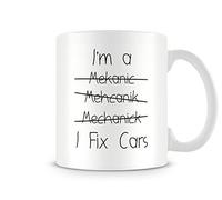 Behind The Glass - I Fix Cars (Mechanic) - Printed Funny Mug - Great Gift/Present Idea, Ceramic, 11fl.oz.