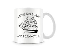 Behind The Glass - I Like Big Boats and I Cannot Lie - Funny Nautical Coffee Mug | Ideal for Sailors and Boating Enthusiasts, Ceramic, 11fl.oz.