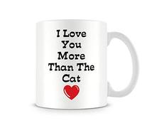 Behind The Glass - I Love You More Than The Cat - Printed Funny Valentine's Mug, Ceramic, 11fl.oz.