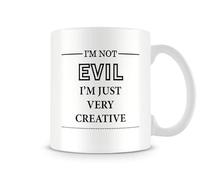 Behind The Glass - I’m Not Evil I'm Just Very Creative Coffee Mug - Novelty Tea Cup for Work Office Home, Ceramic, 11fl.oz.