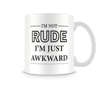 Behind The Glass - I’m Not Rude I'm Just Awkward - Socially Shy Introvert - Novelty Tea Cup for Work Office Home, Ceramic, 11fl.oz.