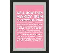 Behind The Glass Mardy Bum (Song Lyrics) - Pink - Framed & Mounted - A3 - Black Frame - Great Gif