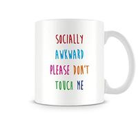Behind The Glass - Socially Awkward, Don't Touch Me - Printed Funny Mug - Great Gift/Present Idea, Ceramic, 11fl.oz.