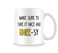 Behind The Glass - Take It Nice and Knee-sy - Get Well Soon Mug, Funny Recovery Cup, Surgery Joke Mug, Novelty Tea Coffee Cup, Ceramic, 11fl.oz.