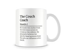 Behind The Glass - The Couch Coach Definition Coffee Mug - Novelty Gag Cup for Dads, Husbands, Men, Football Fans - Father's Day, Ceramic, 11fl.oz.