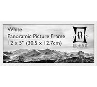 Behind The Glass - White Wooden Panoramic Frame - 12 x 5 Inches (30.5x12.7cm) | Landscape or Portrait Hanging