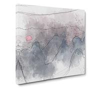 Behind the Mountains in China Canvas Print | Gallery Wrapped 30mm Frame Wall Art | 14x14 inches | Ready to Hang | Modern Landscape Picture | Living Room Bedroom Lounge Office