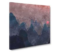 Behind the Mountains in China Canvas Print | Gallery Wrapped 30mm Frame Wall Art | 20x20 inches | Ready to Hang | Modern Landscape Picture | Living Room Bedroom Lounge Office