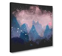 Behind the Mountains in China Paint Splash Canvas Print | Gallery Wrapped 30mm Frame Wall Art | 14x14 inches | Ready to Hang | Modern Landscape Picture | Living Room Bedroom Lounge Office