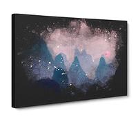 Behind The Mountains In China Paint Splash Canvas Print | Gallery Wrapped 30mm Frame Wall Art | 24x16 inches | Ready to Hang | Modern Landscape Picture | Living Room Bedroom Lounge Office