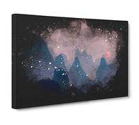 Behind the Mountains in China Paint Splash Canvas Print | Gallery Wrapped 30mm Frame Wall Art | 30x20 inches | Ready to Hang | Modern Landscape Picture | Living Room Bedroom Lounge Office
