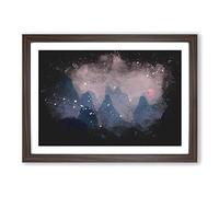 Behind The Mountains in China Paint Splash Framed Print | A2 Walnut Framed Wall Art | Ready to Hang | Modern Landscape Picture | Living Room Bedroom Lounge Office