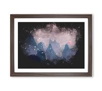 Behind The Mountains In China Paint Splash Modern Art Framed Wall Art Print, Ready to Hang Picture for Living Room Bedroom Home Office Décor, Walnut A4 (34 x 25 cm)