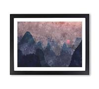Behind The Mountains In China Painting Modern Art Framed Print | A2 Black Framed Wall Art | Ready to Hang | Modern Landscape Picture | Living Room Bedroom Lounge Office