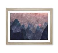 Behind The Mountains In China Painting Modern Art Framed Print | A4 Oak Framed Wall Art | Ready to Hang | Modern Landscape Picture | Living Room Bedroom Lounge Office
