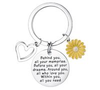 Behind You All Memories Keyring Inspirational Gifts for Women Sunflower Charm Keyring Gifts Motivational Gift Encouragement Gifts Christmas Birthday Gifts New Beginnings Gifts Graduation Gifts