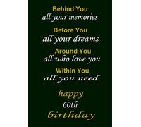 Behind You all your memories Before You all your dreams Around You all who love you Happy 60th Birthday notebook: Happy 60th Birthday notebook/60th ... inches, 110 blank pages,Matte finish cover