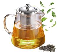 Behogan Glass Teapot 1.3 L Teapot with Strainer Insert, Borosilicate Glass Tea Service Overheating Protection, Tea Infuser for Loose Leaves, Teapot, Glass Teapot, Ideal for Preparing Loose Teas, Herbs