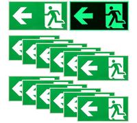 Behogan Pack of 12 Emergency Exit Sign, 300 x 150 mm, Extra Photoluminescent Emergency Exit Sign, Arrow to Left, Reflective, Escape Road Sign Rescue Way (to the Left)