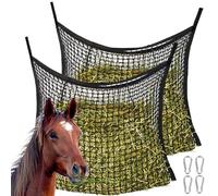 Behogan Pack of 2 Hay Nets for Horses 60 x 90 cm: Farming Hay Net with 4 Carabiner Hooks, Hay Bag for Horses, Hay Net Tight Mesh Capacity 8 kg, Hay Bag, Hay Bag, Feeding Time Can Be Extended