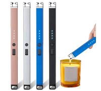 Behogan Pack of 4 Electric Lighters: USB Rechargeable, Windproof, Glow in the Dark, Safety Lock, Flameless Barbecue Lighter for Kitchen, Desserts, Camping and Barbecue