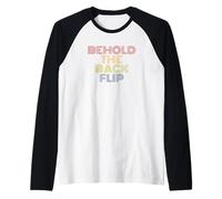 Behold The Back Flip Funny Gymnastics Raglan Baseball Tee