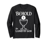 Behold The Lamb of God Catholic Eucharist Chalice Long Sleeve T-Shirt