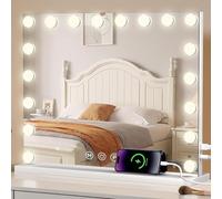 BEHOMHAZQ Hollywood vanity mirror with lights: 70x55cm Large Makeup Mirror with 18 Dimmable Led Bulbs,3 Lighting Modes, Smart Touch Control, Tabletop and Wall Mounted for Bedroom