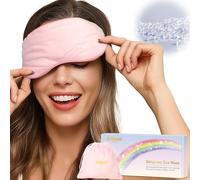 BeHoomi Heated Eye Mask Warm Compress for Eyes, Soothing Weighted Eye Mask for Sleeping, Microwave Moist Heating Pad Hot Compress for Eyes Relaxation, Reusable Sleep Mask for Home, Office (Pink)