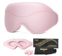 BeHoomi Sleep Mask, Premium Eye Mask for Sleeping, 3D Ergonomic Designed Sleeping Mask, Upgraded Light Blocking & Blindfold Sleep Masks for Women, Men, Comfortable Eye Mask for Anywhere Anytime, Pink