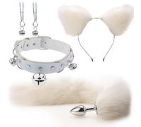 BeHorny Bondage Set, Kitty Cat Collar, Ears, Butt Plug Tail, Nipple Clamps