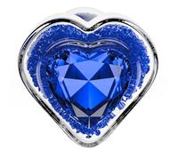 BeHorny Butt Plug 3.35'' Clear Glass Anal Plug with Blue Heart Gem - Tapered and StayPut Design