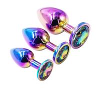 BeHorny Butt Plug Electroplated Metal Anal Plug Set (3 Sizes) | Crystal Gem Base