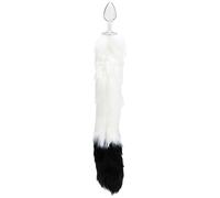BeHorny Cat Tail Anal Plug Butt Plug Furry Fox, Black/White