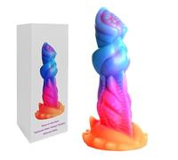 BeHorny Dildo Sex Toy, Glow in The Dark Liquid Silicone Alien/Dragon Dildo with Suction Cup