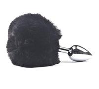 BeHorny Fluffy Bunny Tail Butt Plug, Black