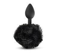 BeHorny Fluffy Bunny Tail Silicone Butt Plug, Black