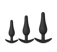 BeHorny Premium Grade Silicone Triple Butt Plug Set, Black