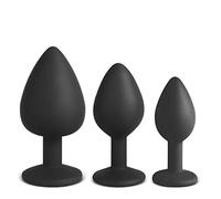 BeHorny Premium Grade Silicone Triple Butt Plug Set, Black