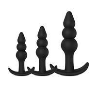 BeHorny Premium Grade Silicone Triple Butt Plug Set, Black