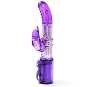BeHorny Rabbit Vibrator, Long 10" G-Spot, Clitoris, Multi-Speed Sex Toy, Mega Power Thriller, Purple