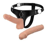 BeHorny Realistic Penis Solid Penis Strap-On Dildo Harness, 2 Dildos Included