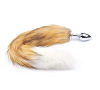 BeHorny Tail Butt Plug Furry Fox, Cat Tail Anal Plug, Tan and White