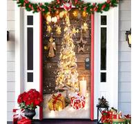 behound 2024 Christmas Front Door Decoration, 15 Christmas Stretch Door Cover, Christmas Door Cover Cloth Elastic, Front Door Christmas Decorations, 6.66 * 3 Ft (Christmas Tree*)