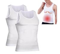 behound 2pc Shapeluv Tank Top Men, Shaperluv Tank 2.0 Mens, Body Shaper Tummy Control Compression Shirt for Gym (White,3x_l)