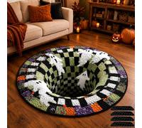 behound 3D Halloween Rug, Candy Corn Optical Illusion Round Mat, Indoor Decor (E,120cm/47.2in)