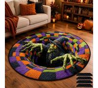 behound 3D Halloween Rug, Candy Corn Optical Illusion Round Mat, Indoor Decor (F,60cm/23.6in)