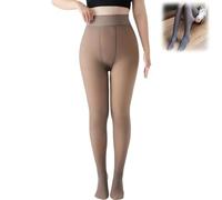 behound Belle's Translucent SuperStretch Pantyhose Leggings,Fake Translucent Warm Fleece Lined Elastic Tights (Black A,L-320g)